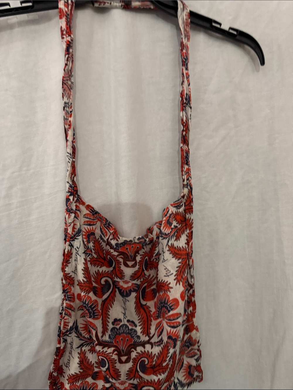 Free People Red and Cream Paisley Crossbody Bag